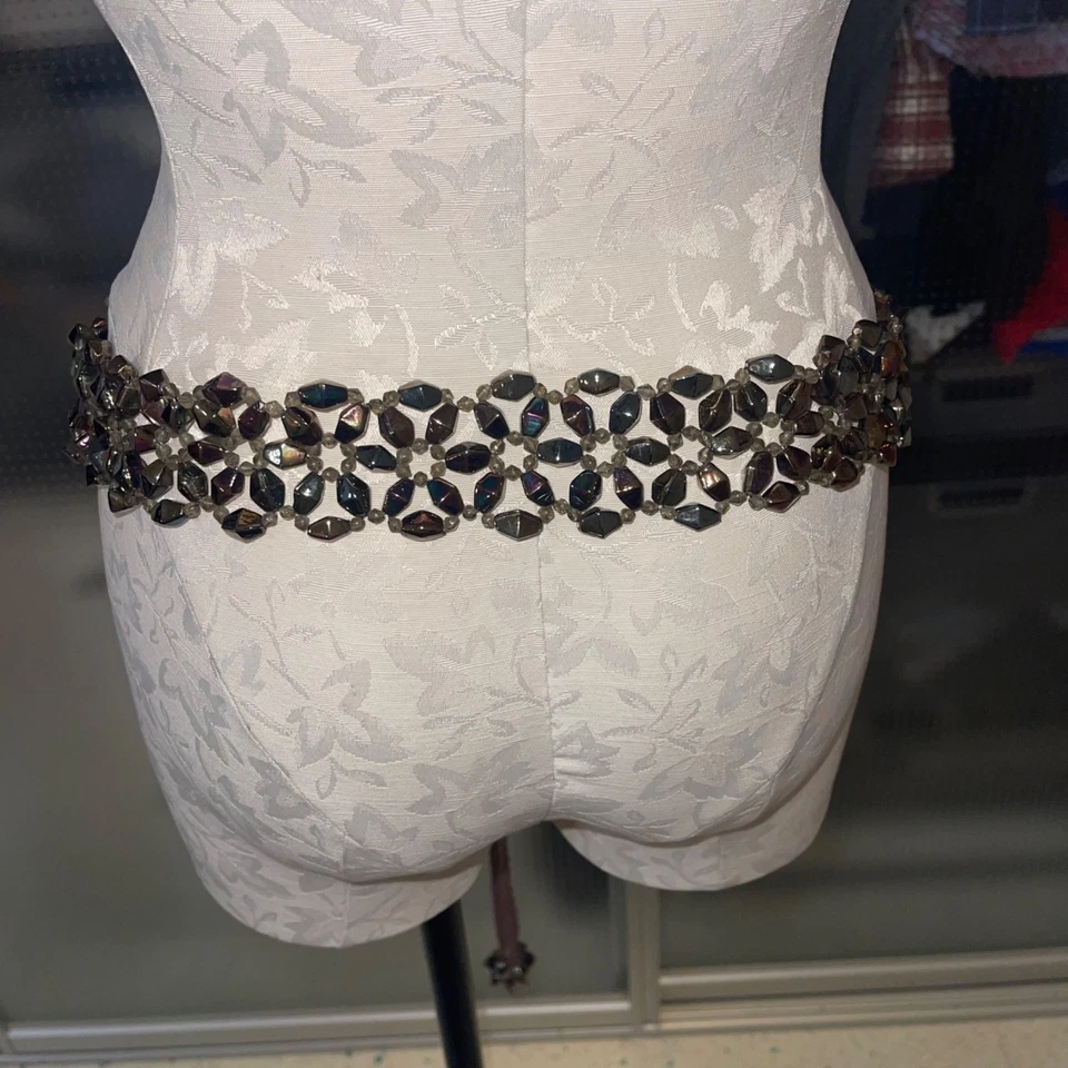 女式 Iridescent 多色玻璃串珠装饰波西米亚腰带均码 — 第 2/4 张图片