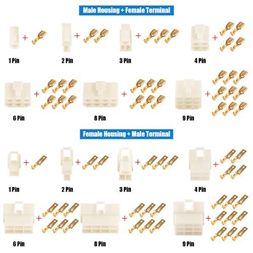 Three Pin Plug Point 400Pcs 6.3Mm 1 2 3 4 6 8 9 Pin Electrical Automotive Wire Connector ...