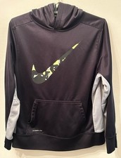 Nike Therma-FIT Youth XL Hoodie Black Camo Swoosh Pullover Sweatshirt Boys