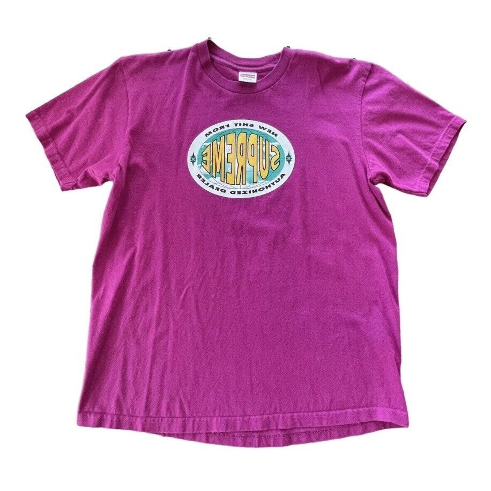 T shirt graphique Supreme NYC Worldwide fabriqué aux États Unis marron moyen homme