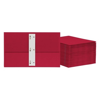 2 Pocket Folders with Prongs, Mega Box of 125, Textured Paper Folders, Red, L...