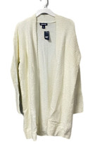 Lands End Womens Long, Open Cardigan Ivory, S, M  L NWT SHIPS FREE