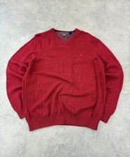 Izod Jumper Pullover Sweater Men  s Large Red V Neck Knit Classic Smart Casual