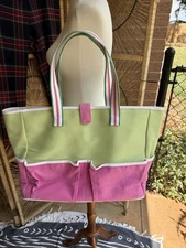 $135 Lilly Pulitzer Sandpiper tote Canvas Bag in  "Guava Green"