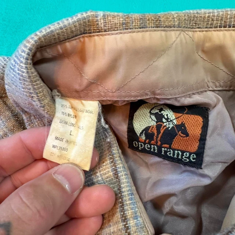 Camisa Western Vintage Años 80 Lana Perla Snap Lana Hombre’s Western Wear Camisa a Cuadros Foto 4 de 4