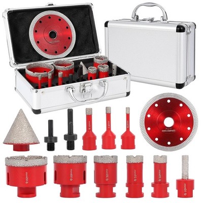 GRAVEE 10/11/13PCS Diamond Hole Cutter Drill Bit Set for Glass Ceramic Tile