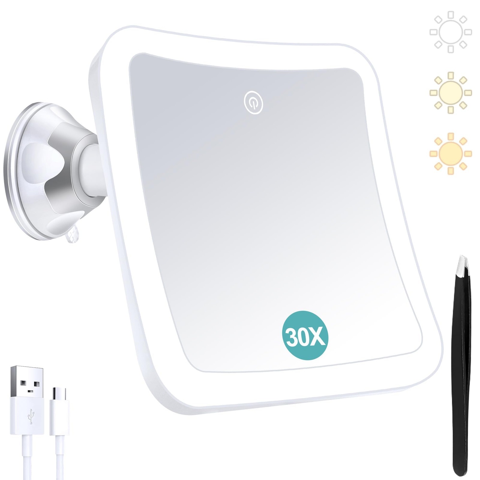 Miroir de Maquillage Lumineux grossissant 30x en verre cristal haute définition