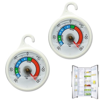 2er Pack Kühlschrankthermometer mit farbcodierten Zonen für blau, rot, grün 