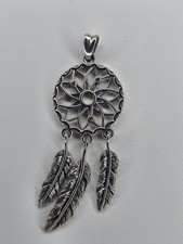 Dream Catcher Pendant 925 Sterling Silver Feather Charm Boho Symbol