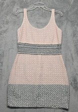 Belle Badgley Mischka Dress Womens Size 10 White Blush Beaded Sequin Sheath