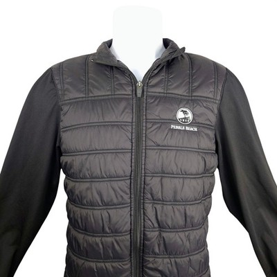 Straight Down Pebble Beach Mens Small Black Hybrid Quilted Golf Jacket Full Zip