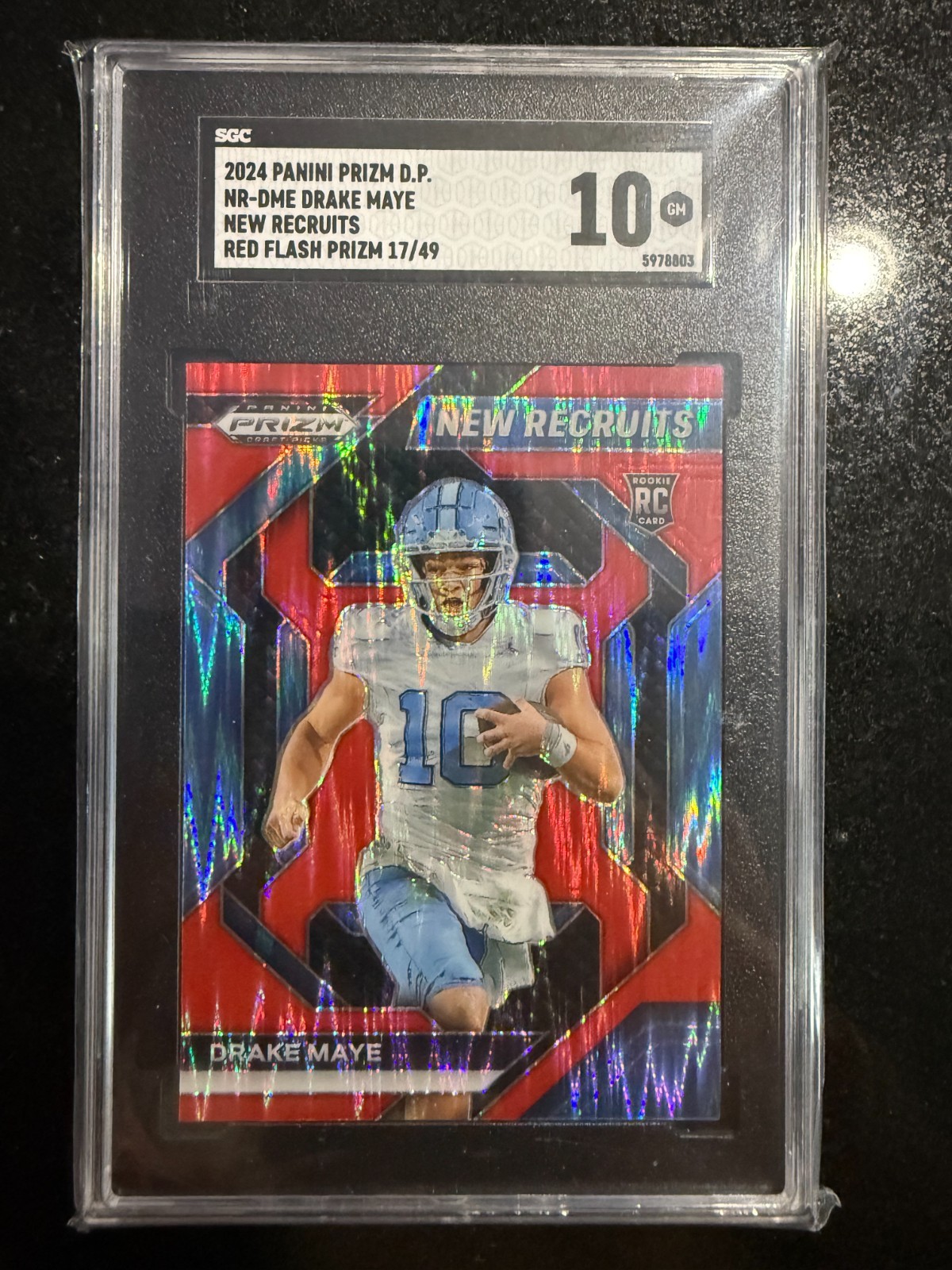 2024 Prizm Draft Picks - New Recruits Red Flash Prizm Drake Maye 17/49 (SSP) RC