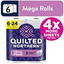 3-Ply Ultra Soft Toilet Paper, 6 Mega Rolls with 255 Sheets Per Roll