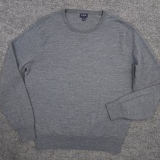J Crew Sweater Mens L Gray Heather Merino Wool Blend Crewneck Pullover Preppy