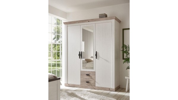 Kleiderschrank Florenz Schrank Mit Spiegel Schlafzimmer Oslo Pinie Weiß 169X201-image
