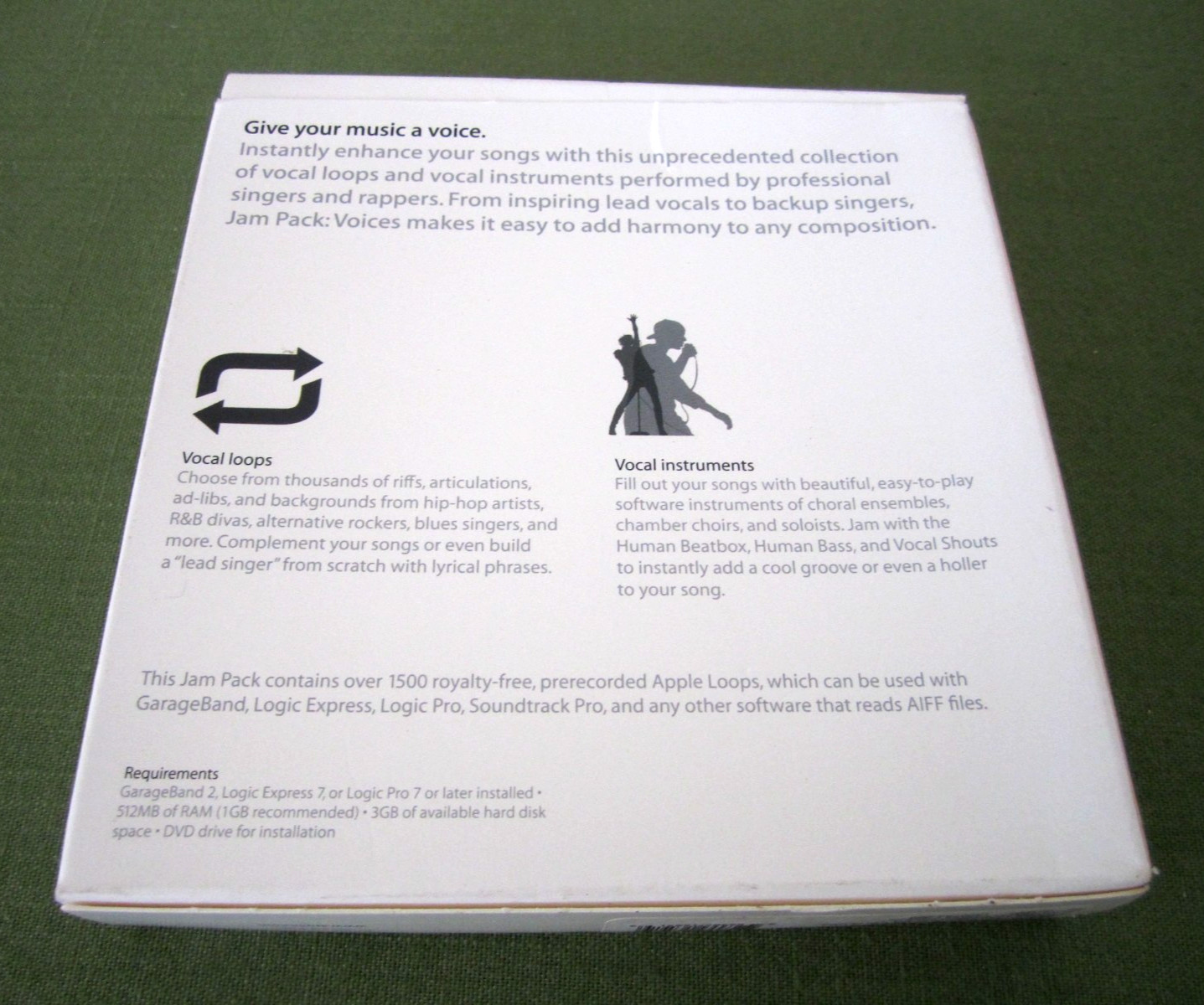 Apple GarageBand Jam Pack Voices One Install Disc