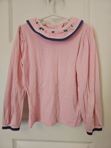 Vintage Oshkosh B'gosh Girls 6x Collared Shirt Top Pink Blue Flower