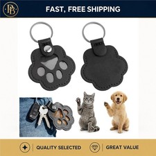 Pet Fur Keepsake Keychain Dog Cat Paw Leather Hair Storage Black YGDMD