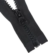 2 PCS Separating Jacket Zipper Black Molded Plastic Zipper 16 Inch ,Black
