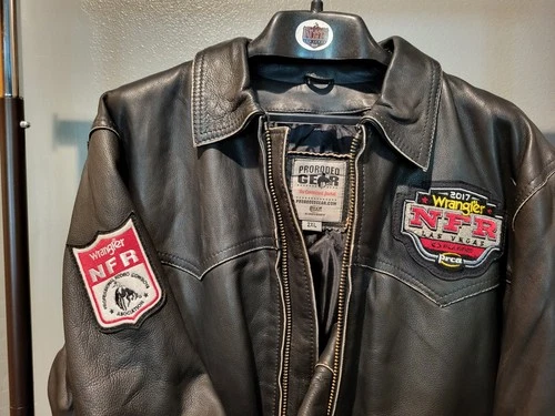 Mens 2017 National Finals Rodeo Contestant Leather Jacket - 2X - product listing photo