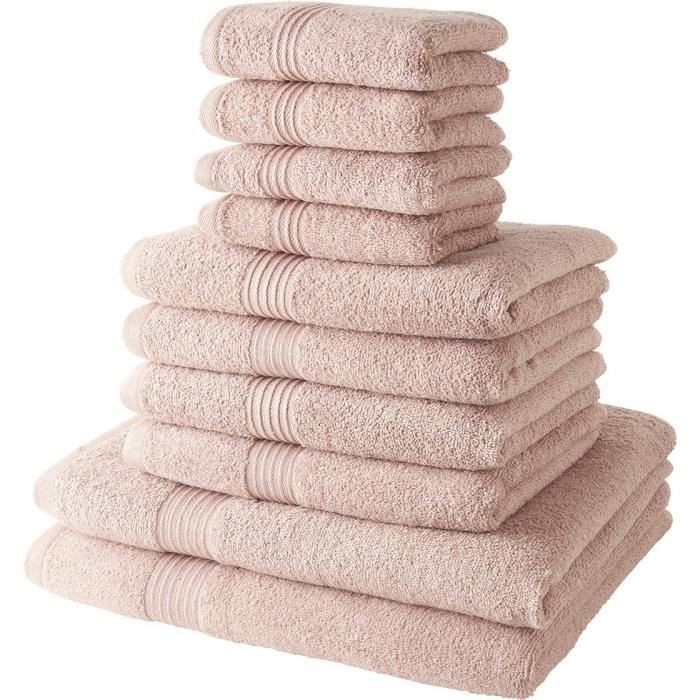 Serviettes de bain TODAY lot de 10 en coton avec drap de douche et essuie-mains