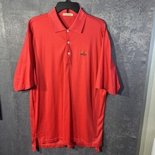 Peter Millar Men's Large Red Double Mercerized Cotton Baltusrol Golf Polo Shirt