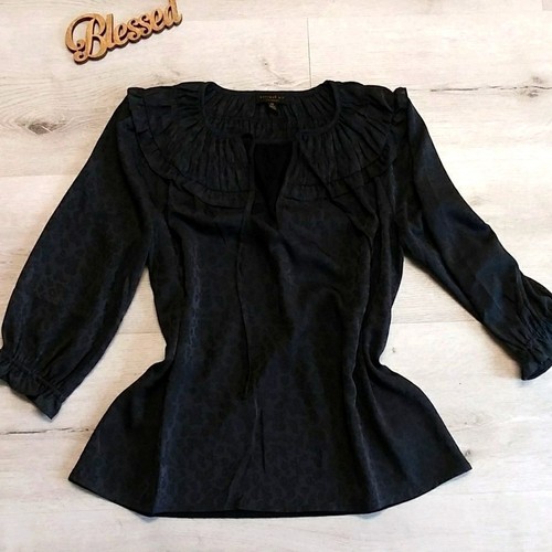 Current Air silky neck line split printed ruffled
