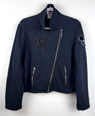 DISNEY PARKS Disneyland Black Moto-Style CrossOver Zip Black Jacket / Women's XL