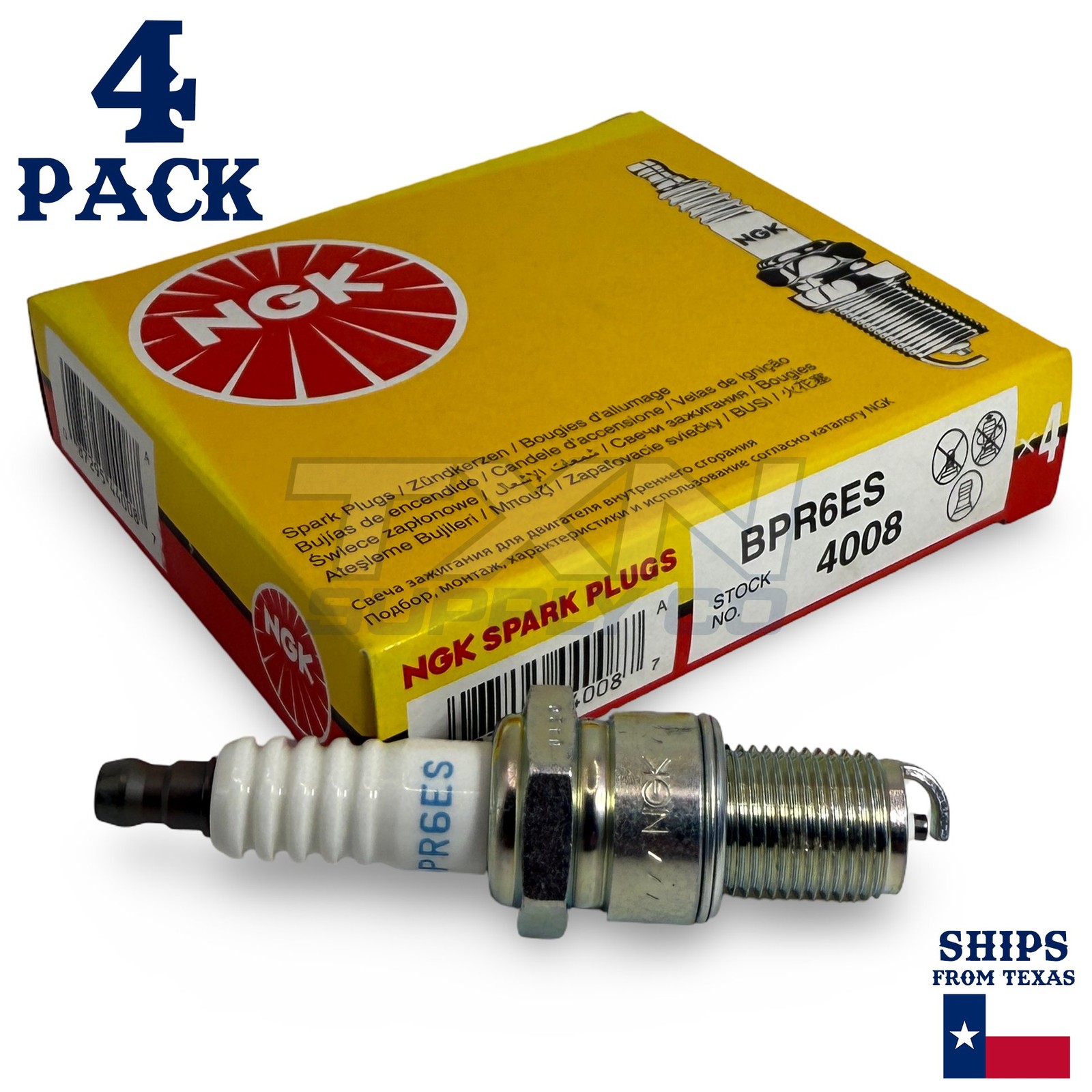 4 Pack NGK 4008 Spark Plugs BPR6ES SOLID