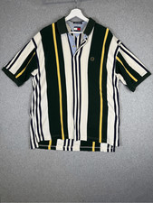 Vintage 90s Tommy Hilfiger Men's Size XL Green Yellow Striped Short Sleeve Polo