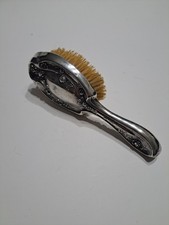 WOODSIDE STERLING Antique Art Nouveau Vanity Hair Brush Flowers Sterling Silver