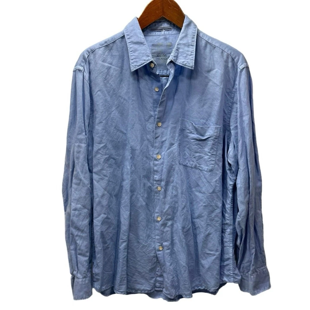 Tasso Elba Island Linen Blend Men’s Shirt sz XL Blue #G930