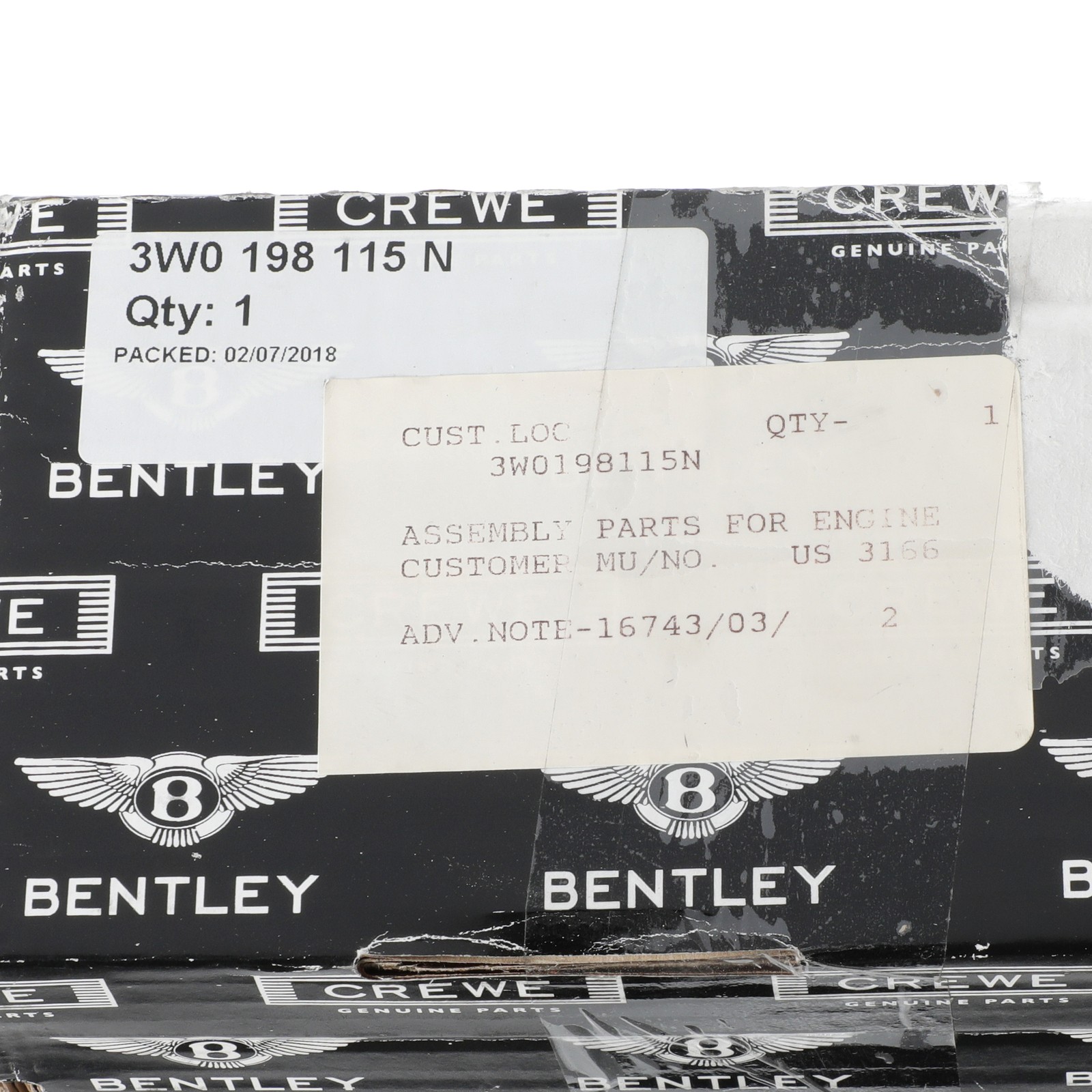 Bentley Continental Engine assemblies Set P/N 3W0198115N