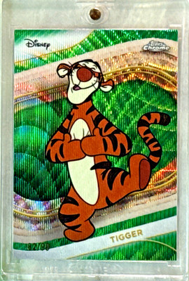 Tigger 2025 Topps Chrome Disney Tigger Green Wave Refractor Card-#/99 SP