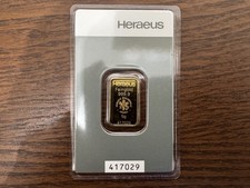 5g Gold Bar Heraeus LBMA Approved Tested Investment Gold Sealed 3118.93 per troy oz