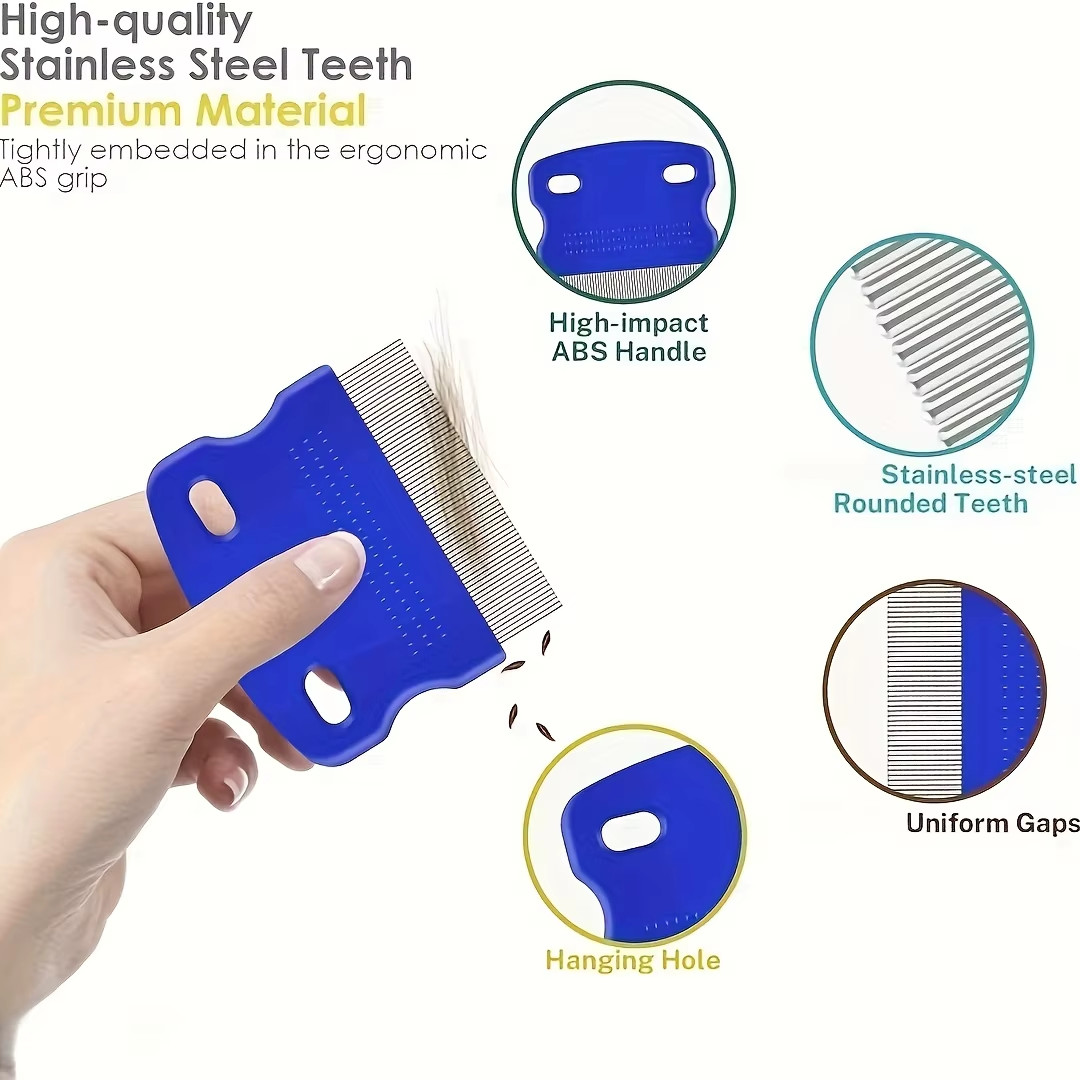 Pack of 4 Flea and Lice Combs, Stainless Steel Rabbit Dog Cat Grooming Comb with