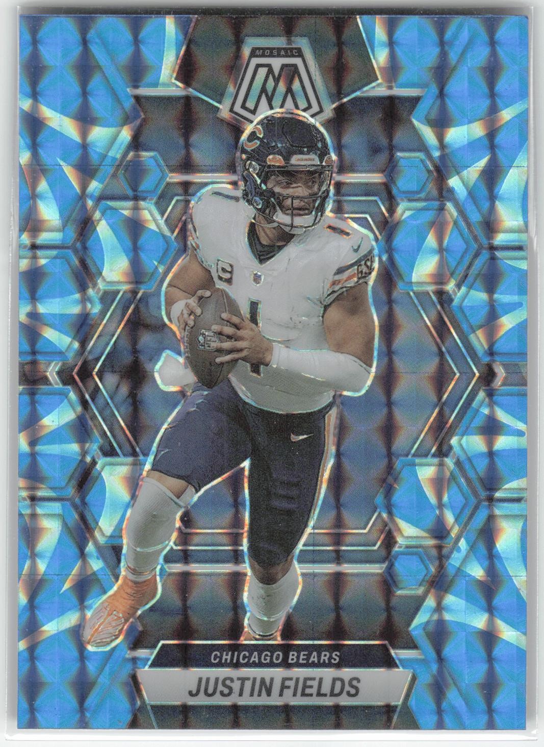 Justin Fields 2023 Panini Mosaic Reactive Blue Mosaic Chicago Bears