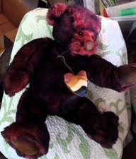 1999 Cottage Collectibles by Ganz Bordeaux Plush Teddy Bear w/Heart Pendant