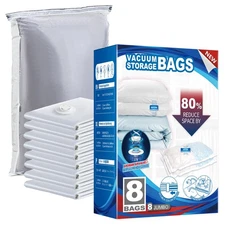 8 Pack Vacuum Storage Bags, Jumbo Vacuum Seal Bags for Clothing (40x31 Inch),...