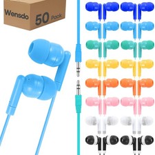 50 Pack Bulk Earbuds for School Classroom Library, Student Wired Earphones wi...