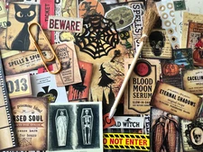 #731 -125+pcs WITCH W/ BROOM PEN SCRAP JUNK JOURNAL KIT REAL EPHEMERA - JOURNAL