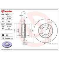 Bremsscheibe Brembo 09.D431.11, Vorne, BelüFtet, Hochkarbonisiert, 1 StüCk