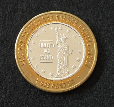 2002 Westward Ho Silver Strike $10 Statue of Liberty United Game Token