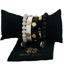 Rustic Cuff Black White Gold Luxe Bracelet St...