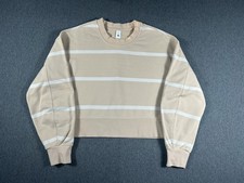 Lululemon Perfectly Oversized Cropped Crew Stripe Cafe Au Lait White Sweater 2