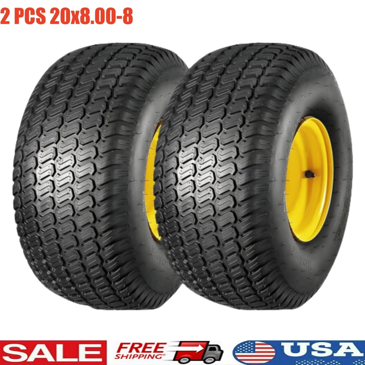 2 Pack 20x8.00-8 Lawn Mower Tires 4 Ply Tractor Turf Tire with Wheel Garden Tire