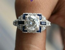 1.6CT White Round Cut CZ Antique Style Art Deco Wedding 925 Sterling Silver Ring