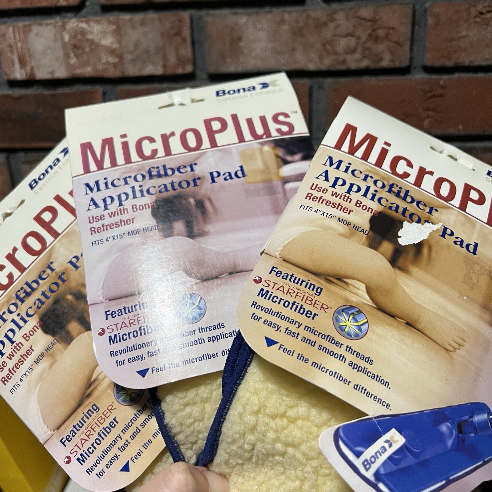 3 Bona MicroPlush Microfiber Applicator Pad 4” x 15” For use with Refresher