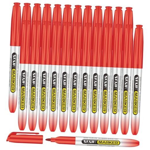 Permanent Markers Bulk - 24 Pack Fine Point Permanent 1 Count (Pack of 24) Red-image