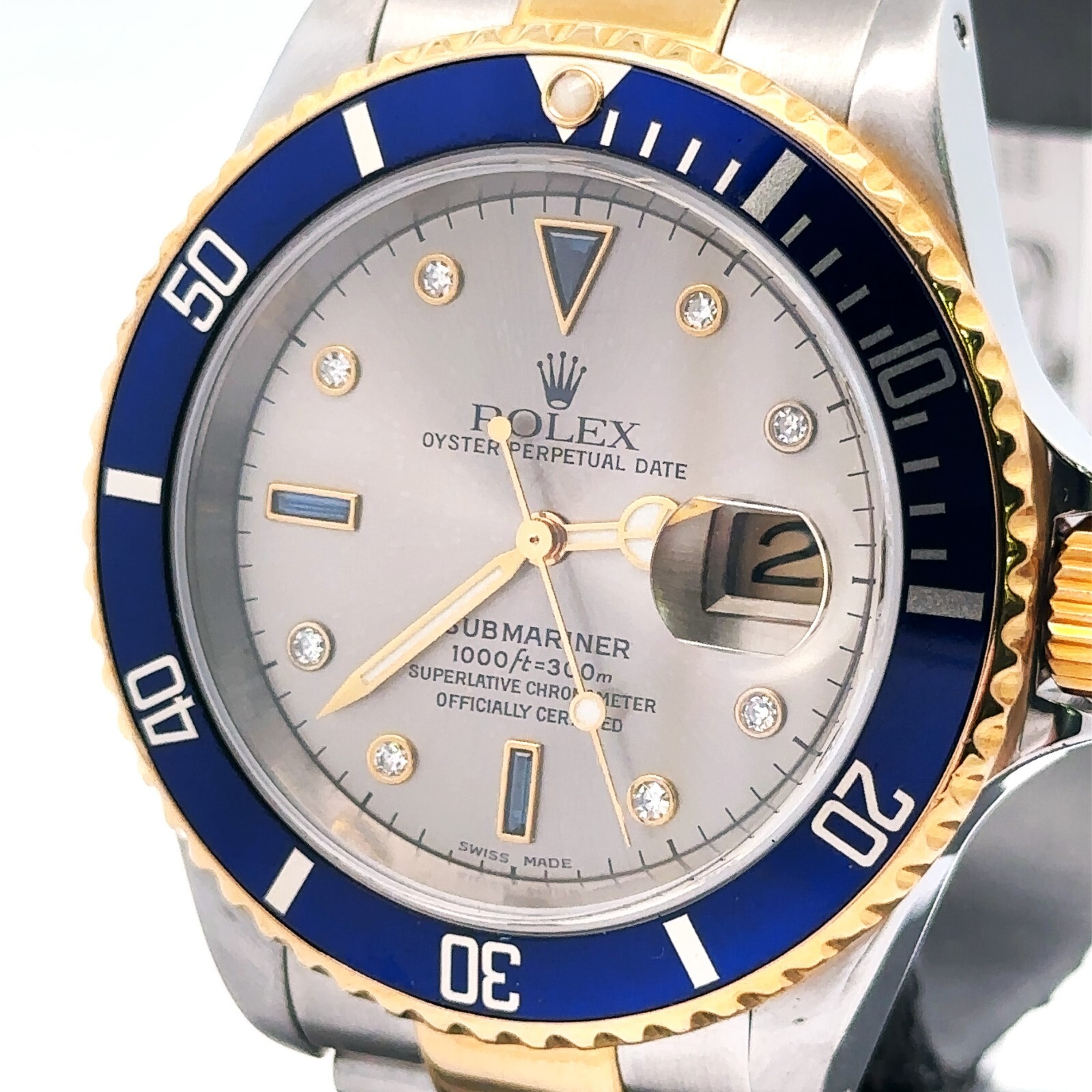 Pre-Owned Rolex Submariner Date 40mm Tone Watch 16613 18k Yellow